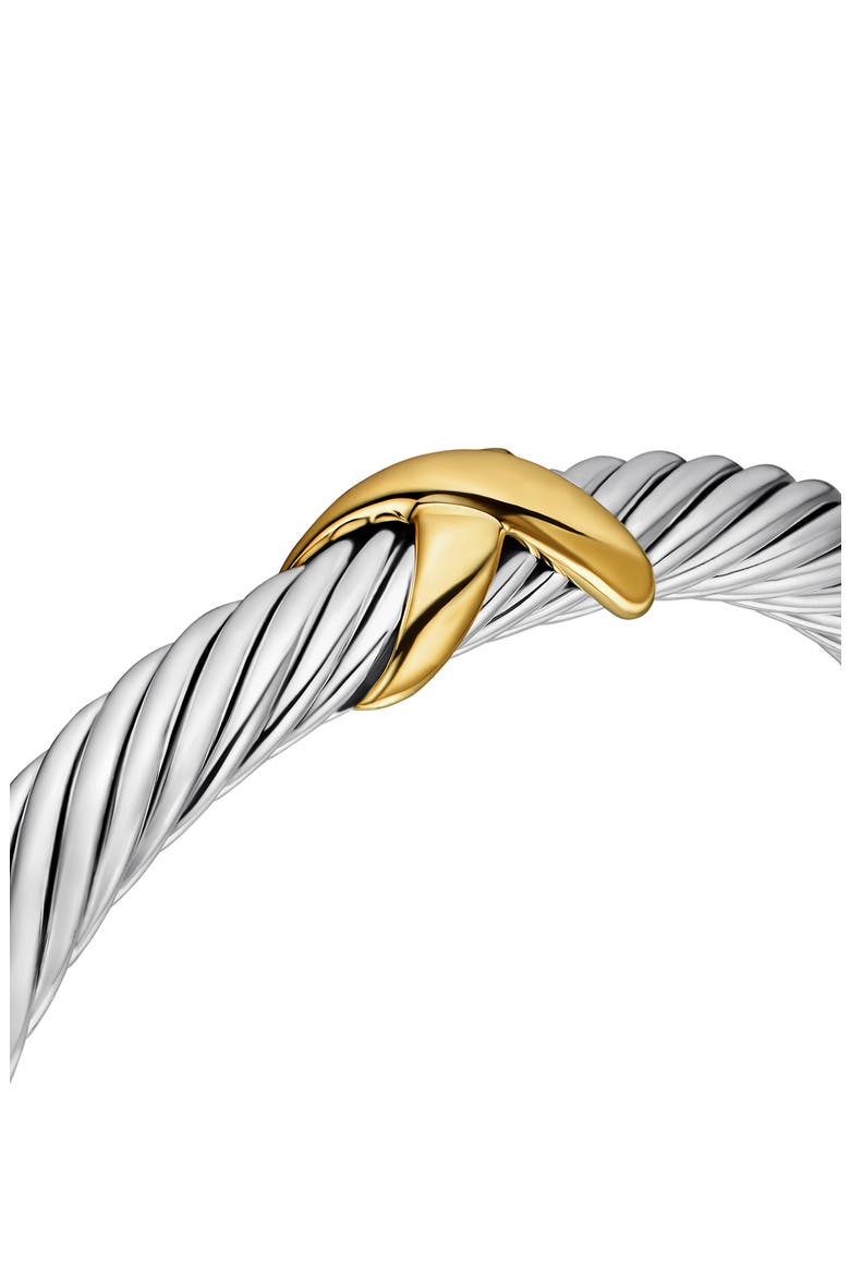 X Classic Cable Station Bracelet in Silver with 14K Gold, 7mm, Alternate, color, SILVER/ 14K GOLD