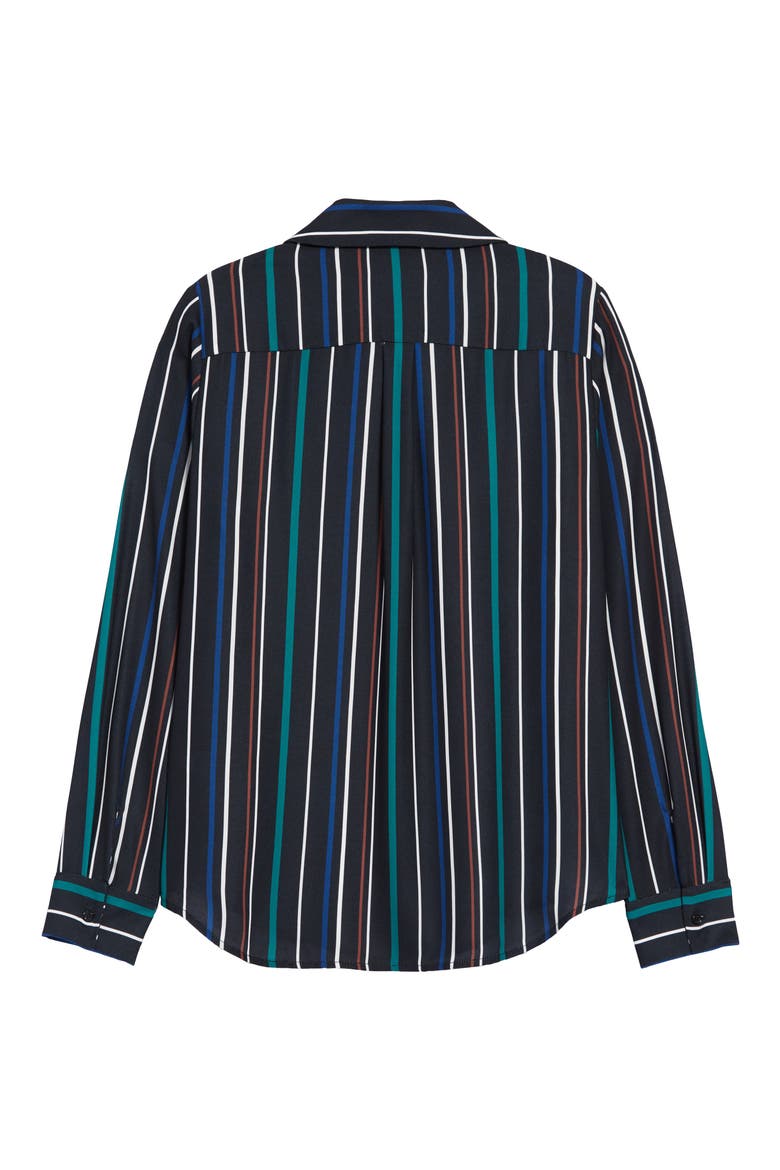 Hidden Button Long Sleeve Blouse, Alternate, color, BLACK MULTI CARMELLA STRIPE