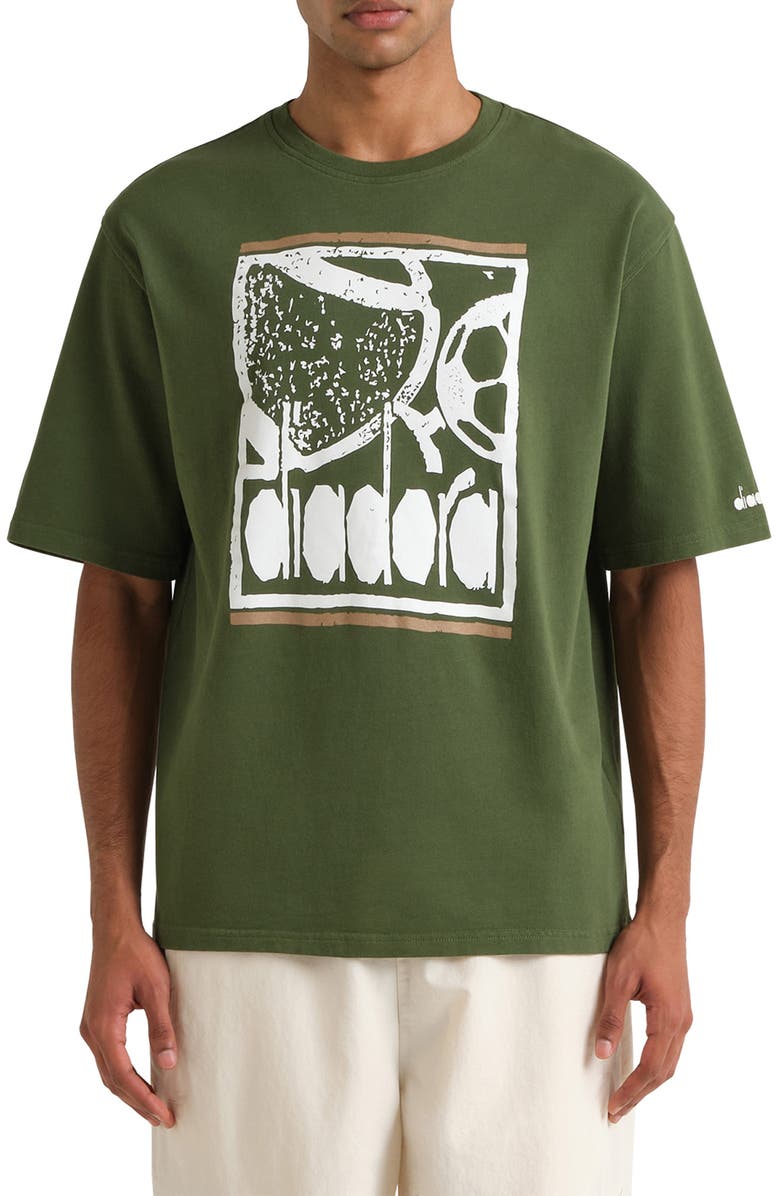 Diadora Legacy I Cotton Graphic T-Shirt, Main, color, Green Botanic