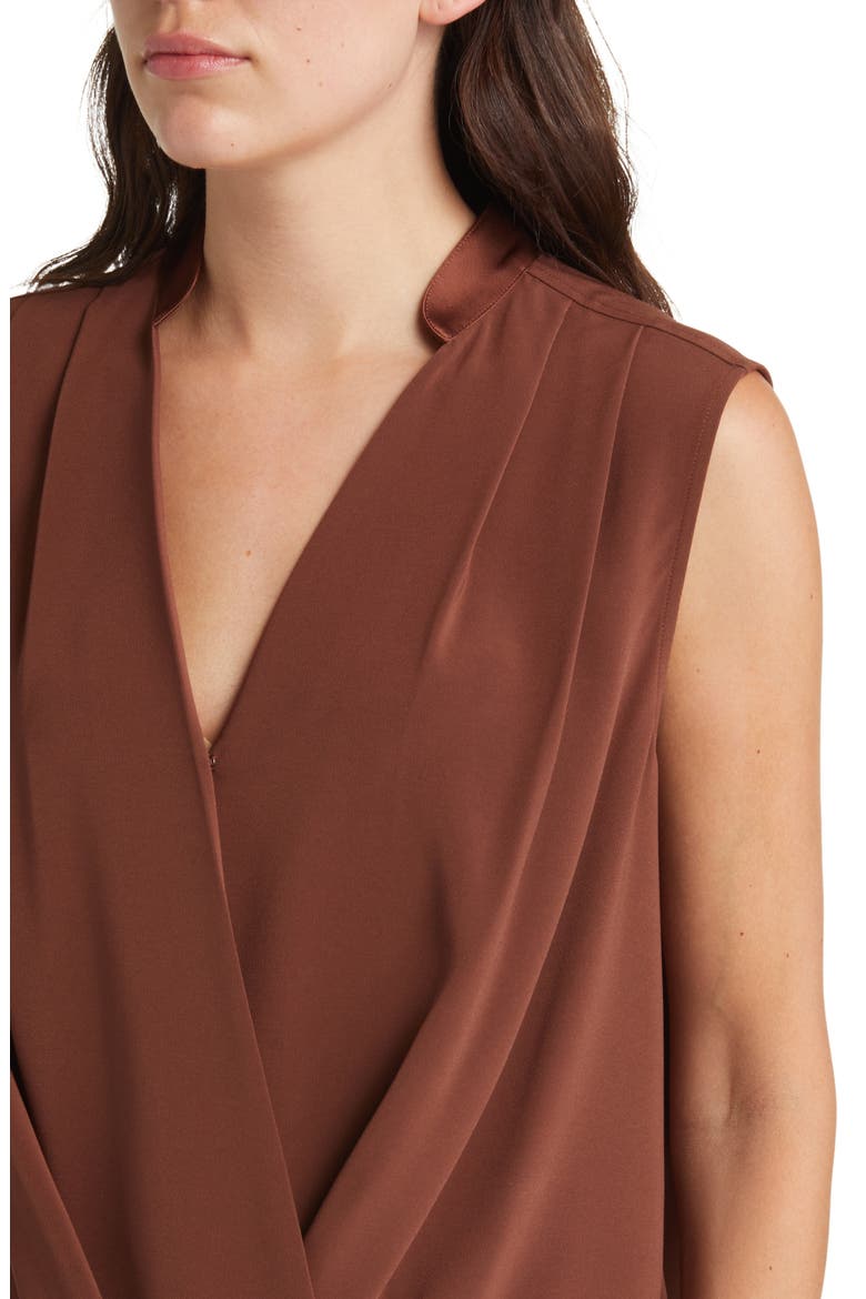 Meredith Sleeveless Surplice Top, Alternate, color, BROWN