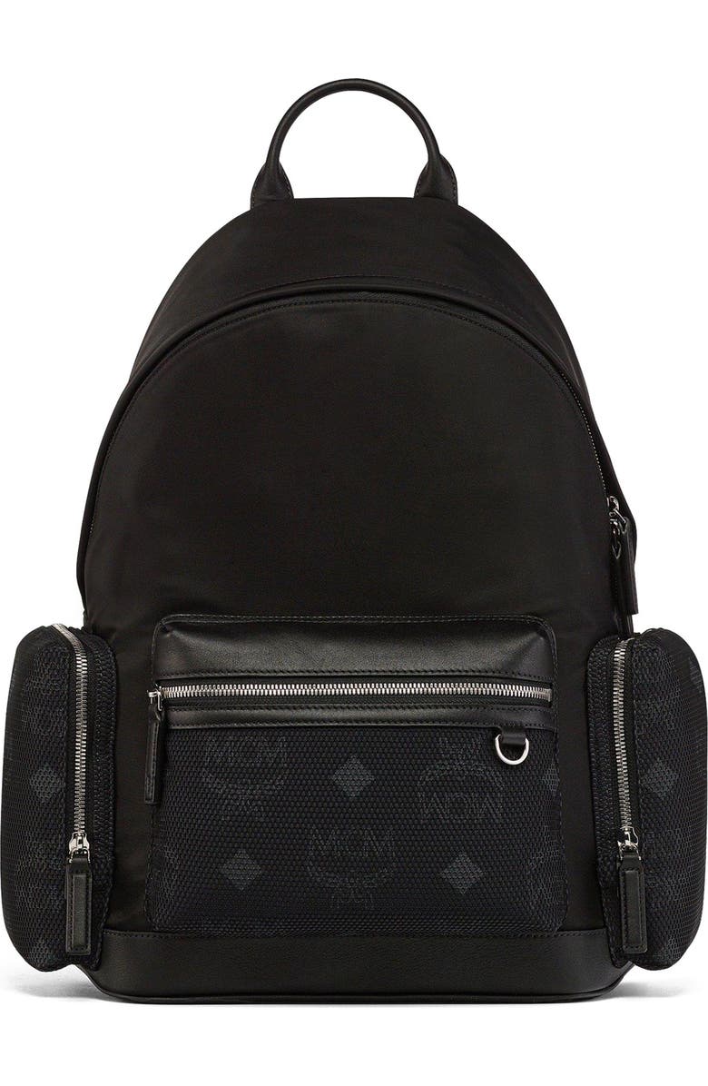 MCM Stark Backpack in Recycled Nylon, Alternate, color, Black