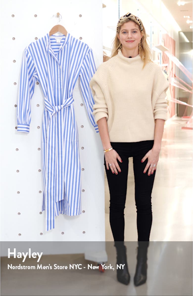 Half Placket Long Sleeve Stripe Midi Dress, sales video thumbnail