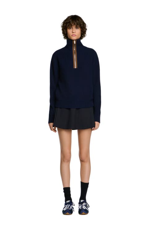 Wool and cashmere half-zip sweater