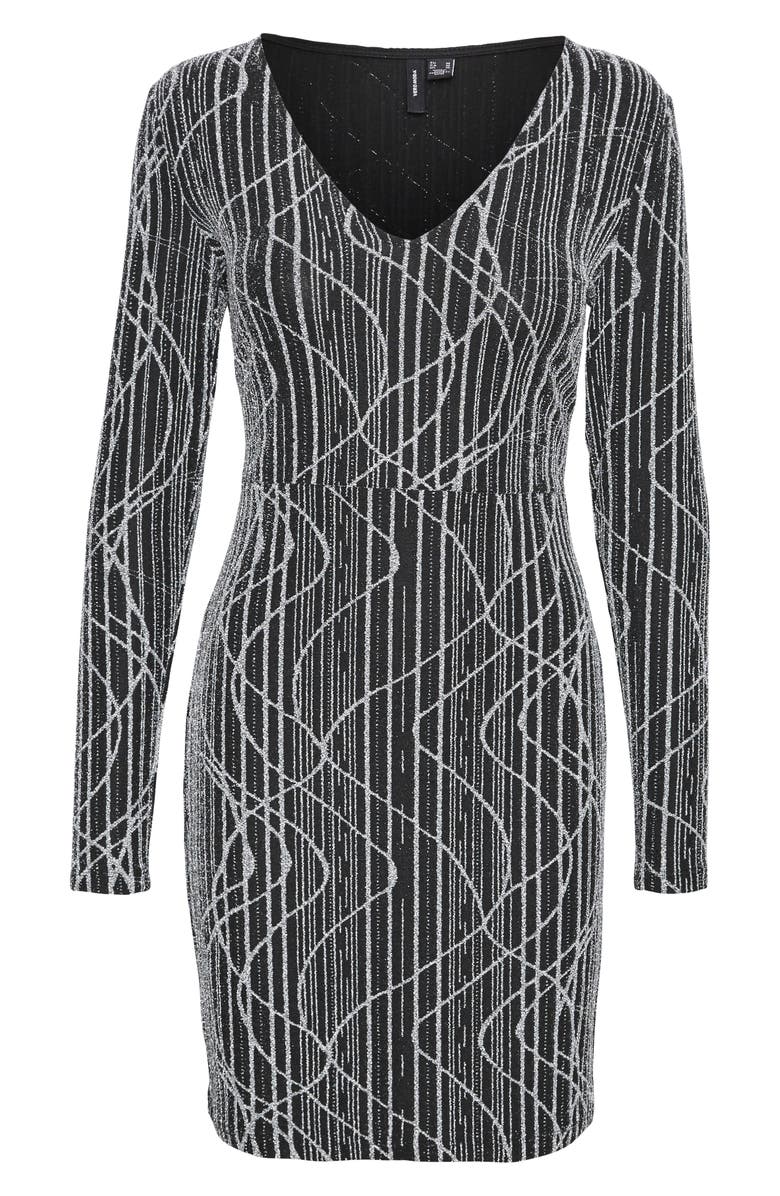 VERO MODA CURVE Metallic Long Sleeve Body-Con Cocktail Dress, Alternate, color, 
