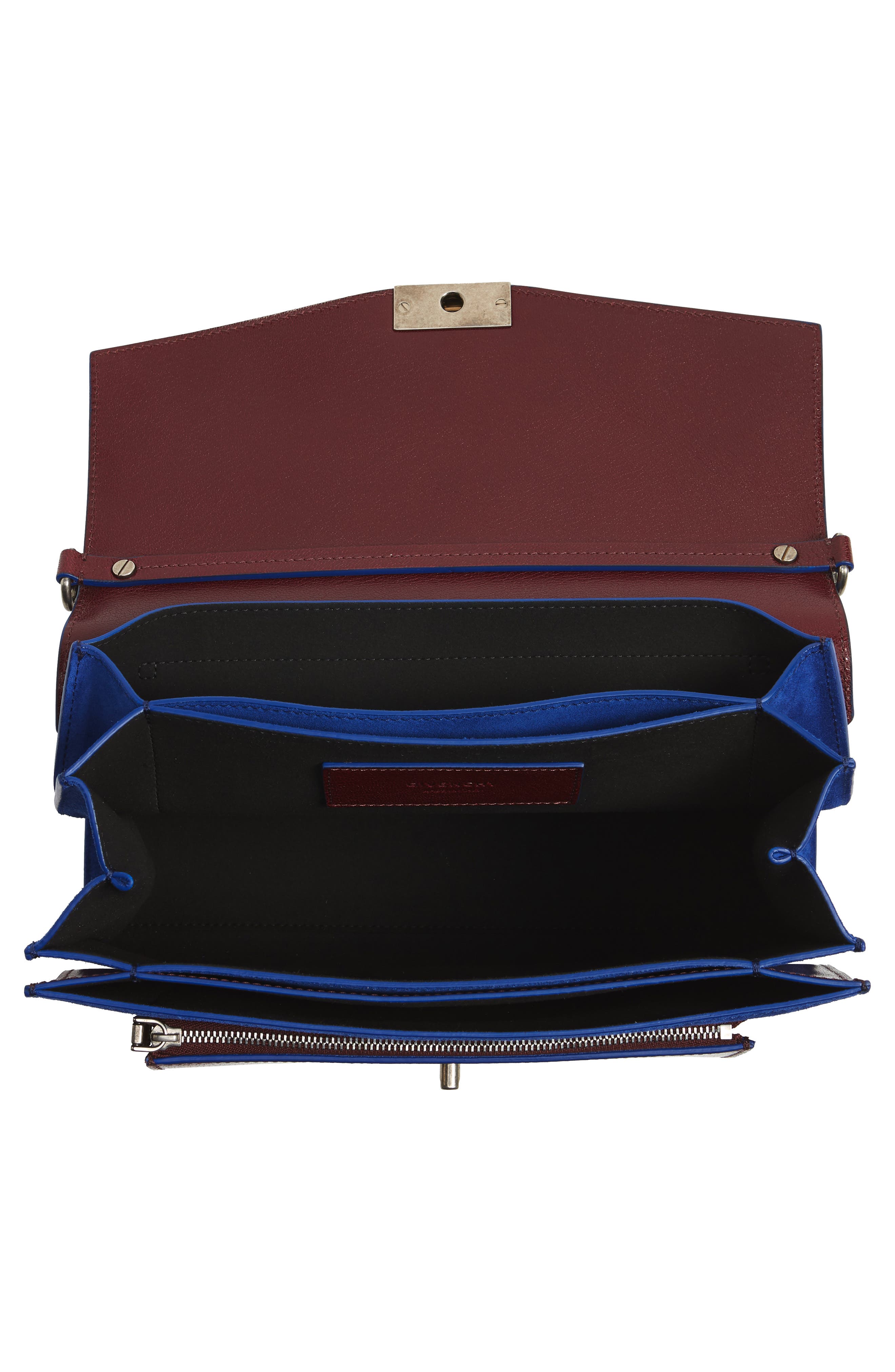 Medium GV3 Leather & Suede Handbag, Alternate, color, AUBERGINE/ BLUE