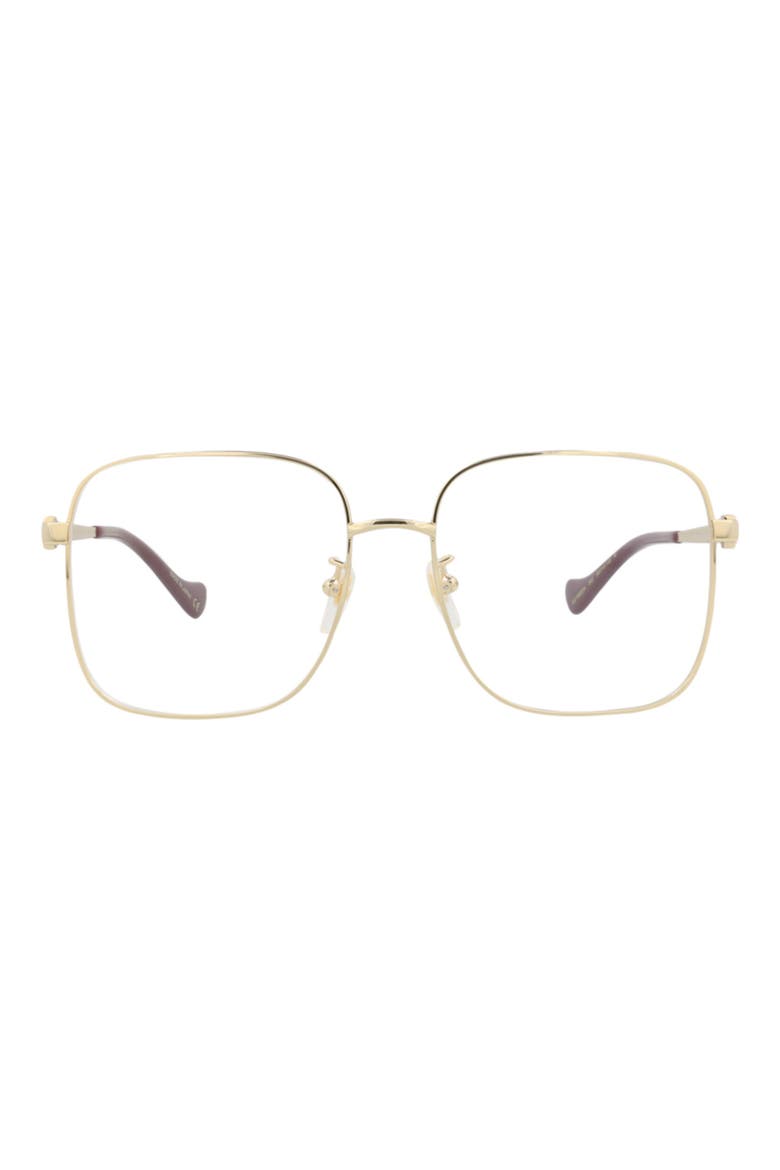 58mm Square Optical Glasses, Main, color, GOLD GOLD TRANSPARENT