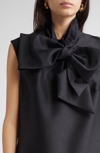 Hypnotic Bow Drop Waist Wool & Silk Minidress