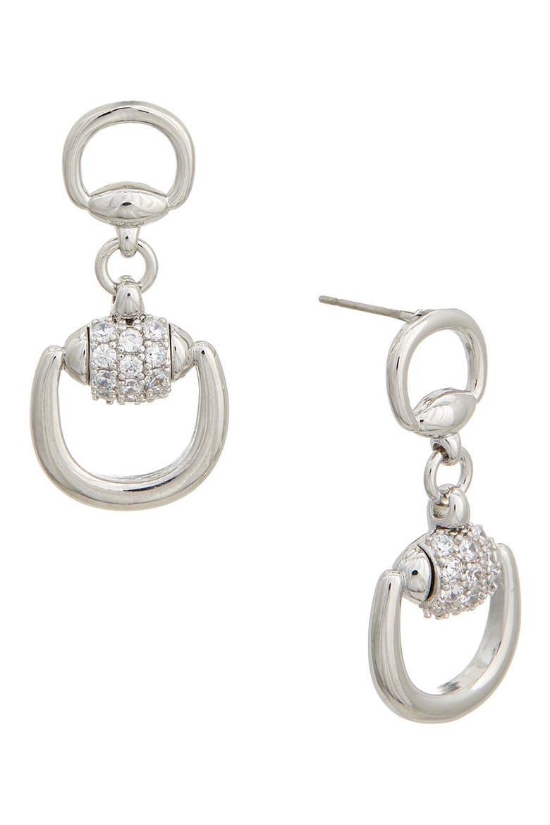 Cubic Zirconia Doorknocker Drop Earrings, Main, color, SILVER