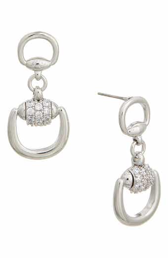 Cubic Zirconia Doorknocker Drop Earrings