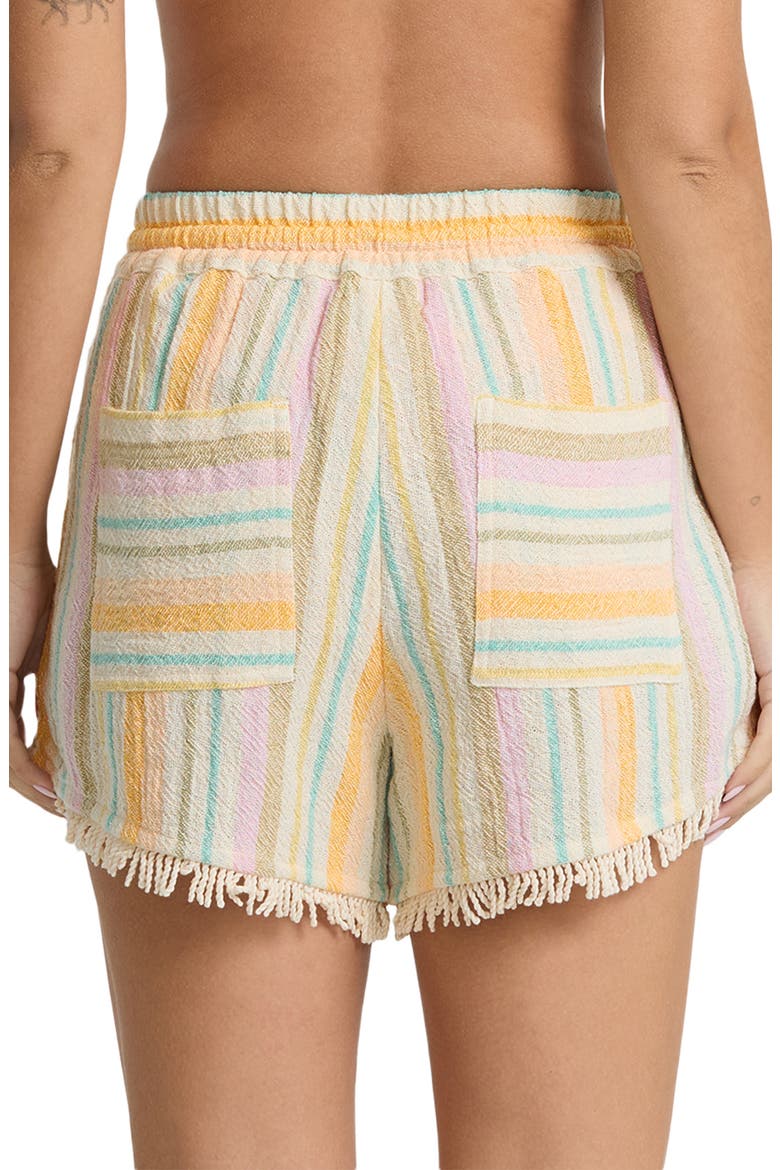 Palm Viva Stripe Fringe Hem Drawstring Shorts, Alternate, color, SWEET LILAC