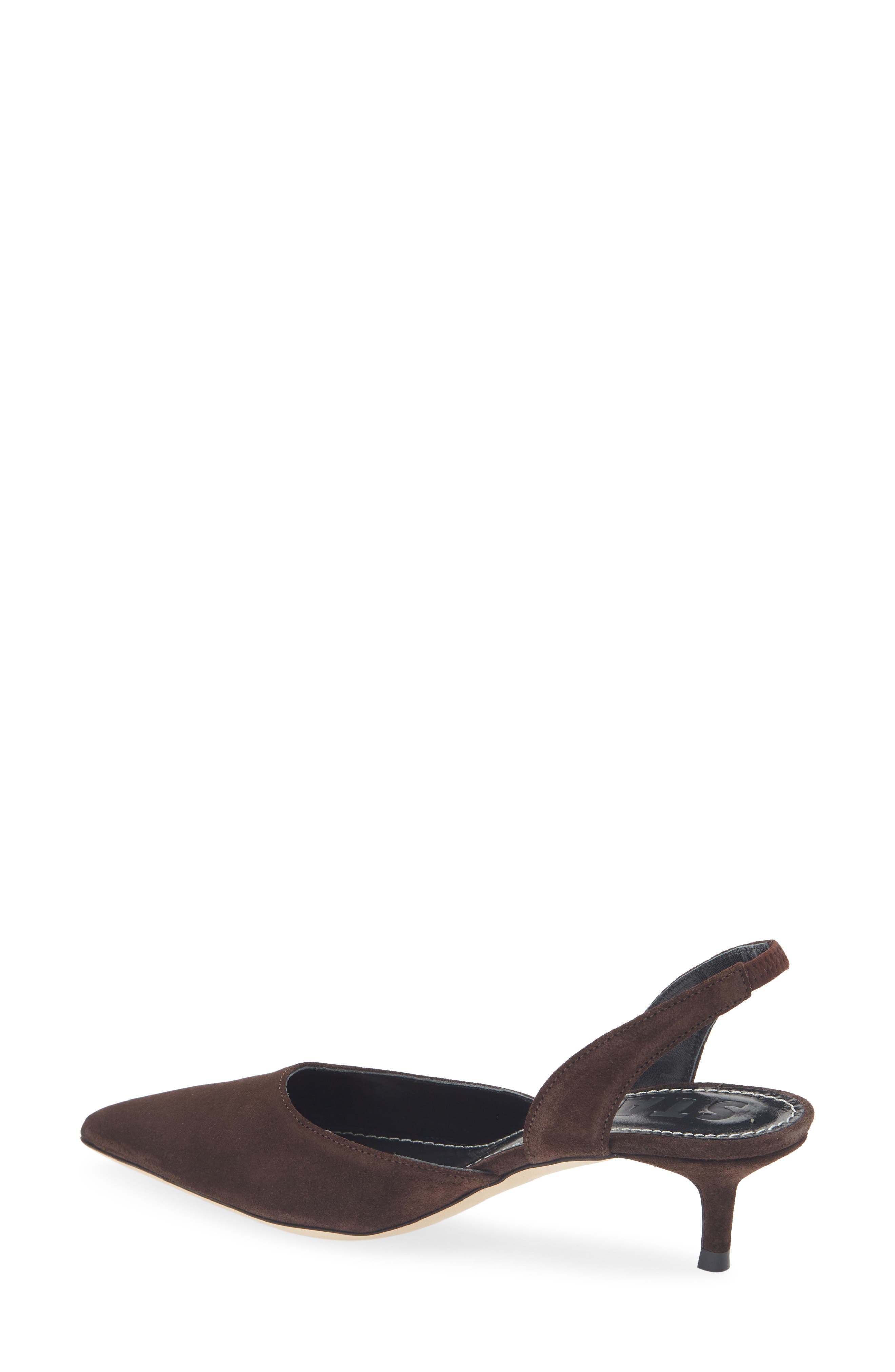 STAUD Sebastian Slingback Pointed Toe Kitten Heel Pump, Alternate, color, Espresso