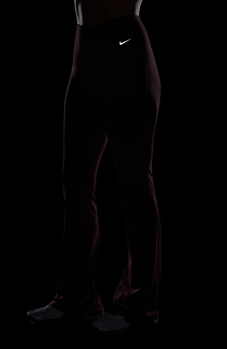 Nike Zenvy High-Waisted Flared Leggings, Alternate, color, Burgundy Crush/ Black