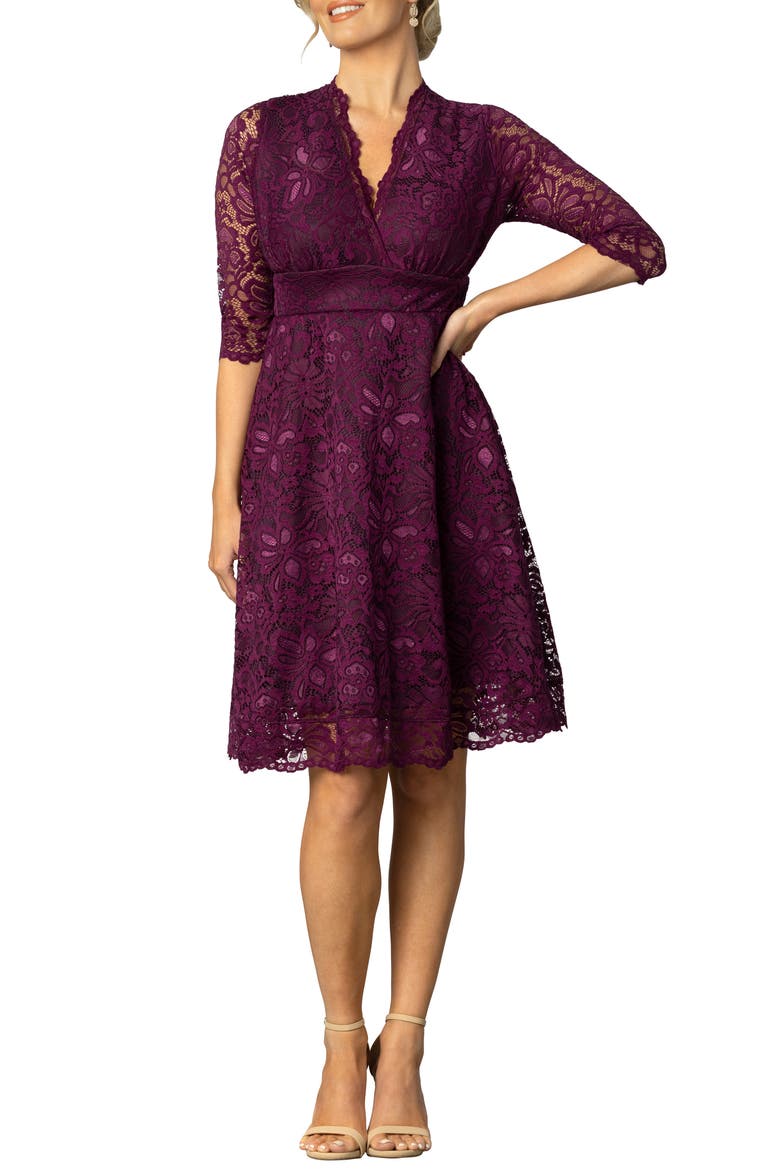 Mademoiselle A-Line Lace Cocktail Dress, Alternate, color, BERRY BLISS