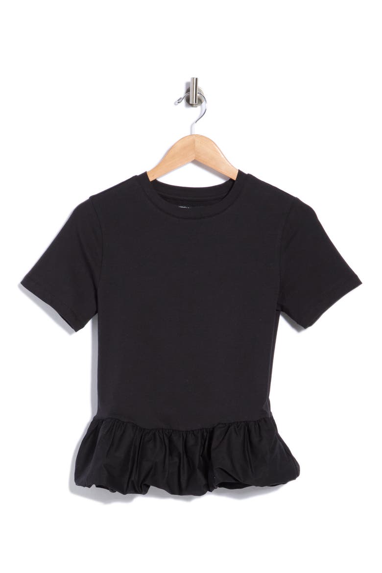 Peplum Bubble Hem T-Shirt, Main, color, BLACK