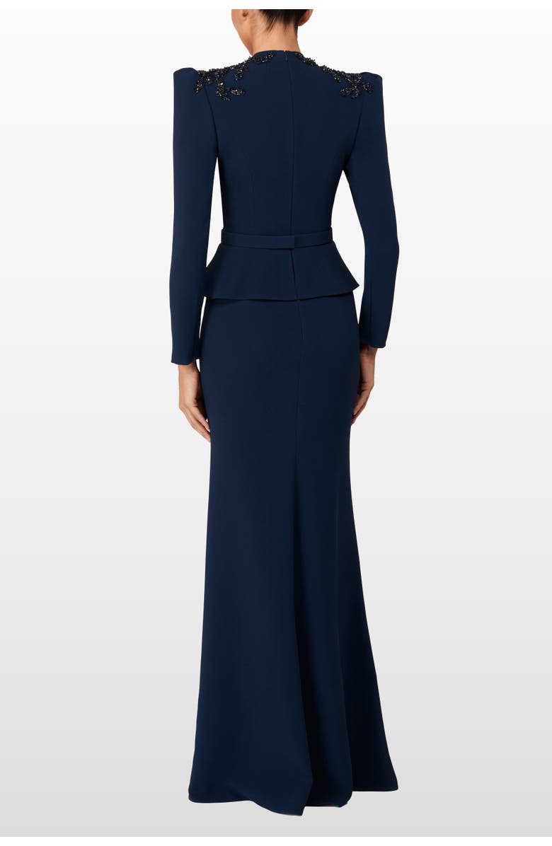 Jenny Packham Night Flowering Sequin-Embellished V-neck Maxi Dress, Alternate, color, Blackthorne Blue