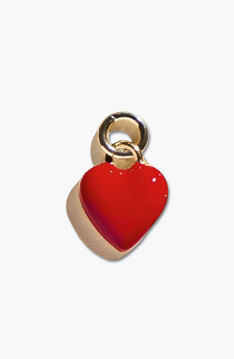 Nickel & Suede Enamel Heart Charm, Main, color, Red Enamel