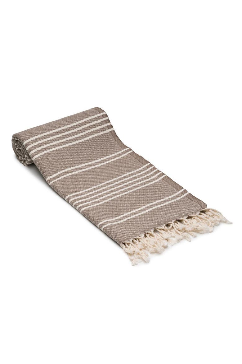 Essential Stripe Turkish Cotton Bath Towel, Main, color, Taupe Brown