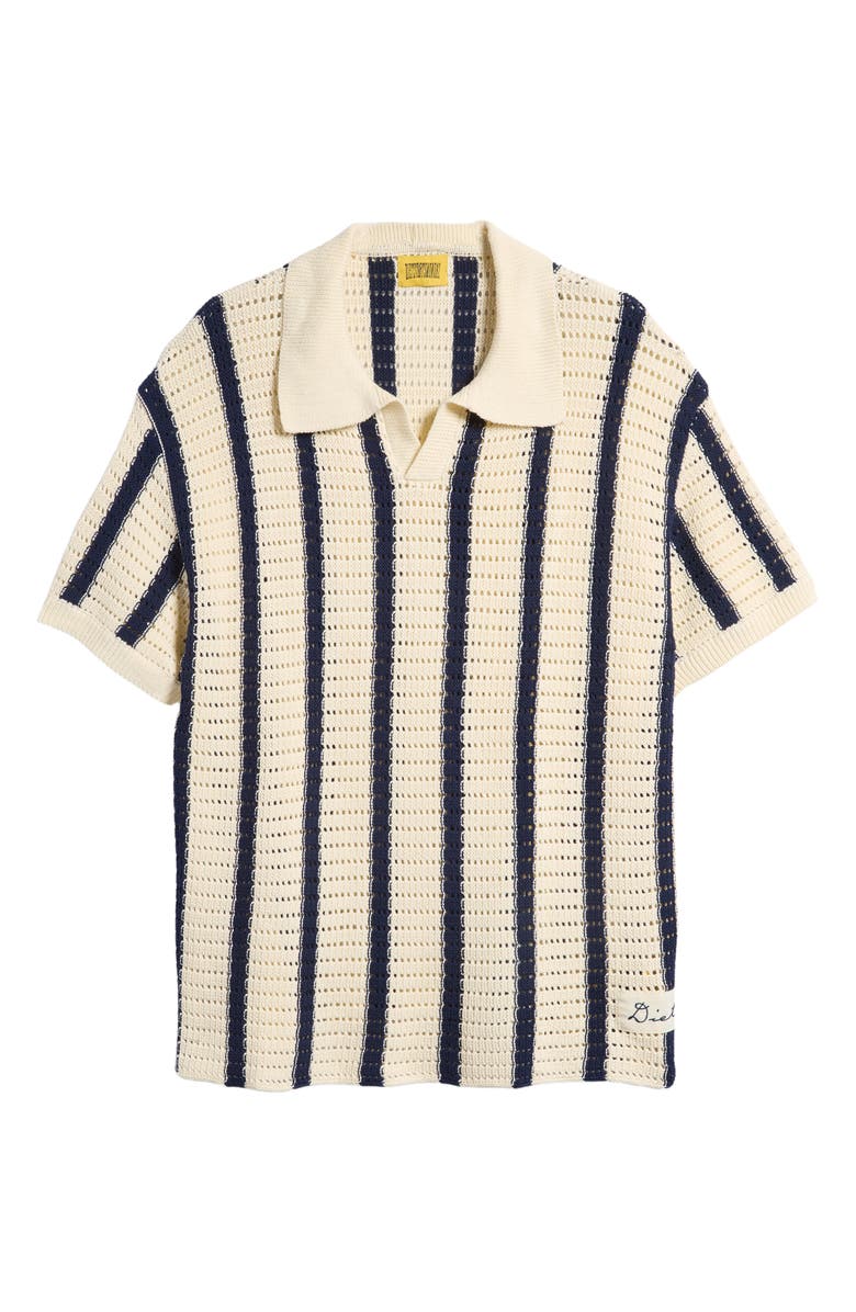 DIET STARTS MONDAY Stripe Open Knit Polo Sweater, Alternate, color, 