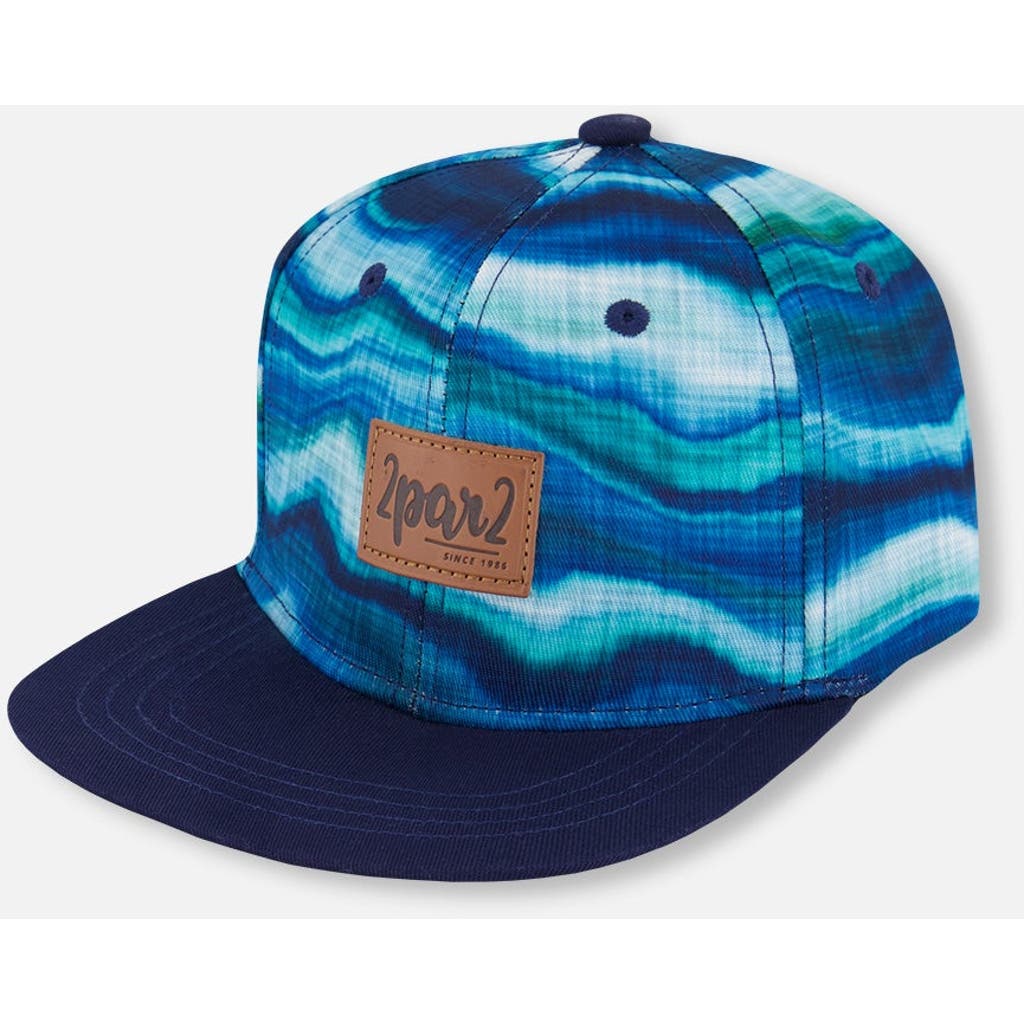 Deux Par Deux Boy's Printed Cap Blue Wave And Black In Blue Wave And Black