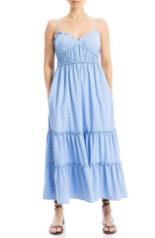 Max Studio Gingham Spaghetti Strap Maxi Dress In Light Blue