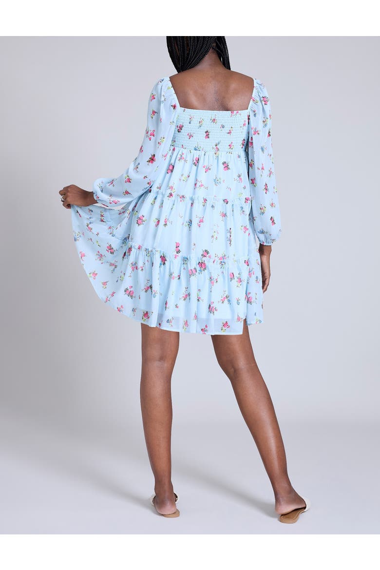 Long Sleeve Front Tie Tiered Maternity Mini Dress, Alternate, color, Skyway Ditsy Floral