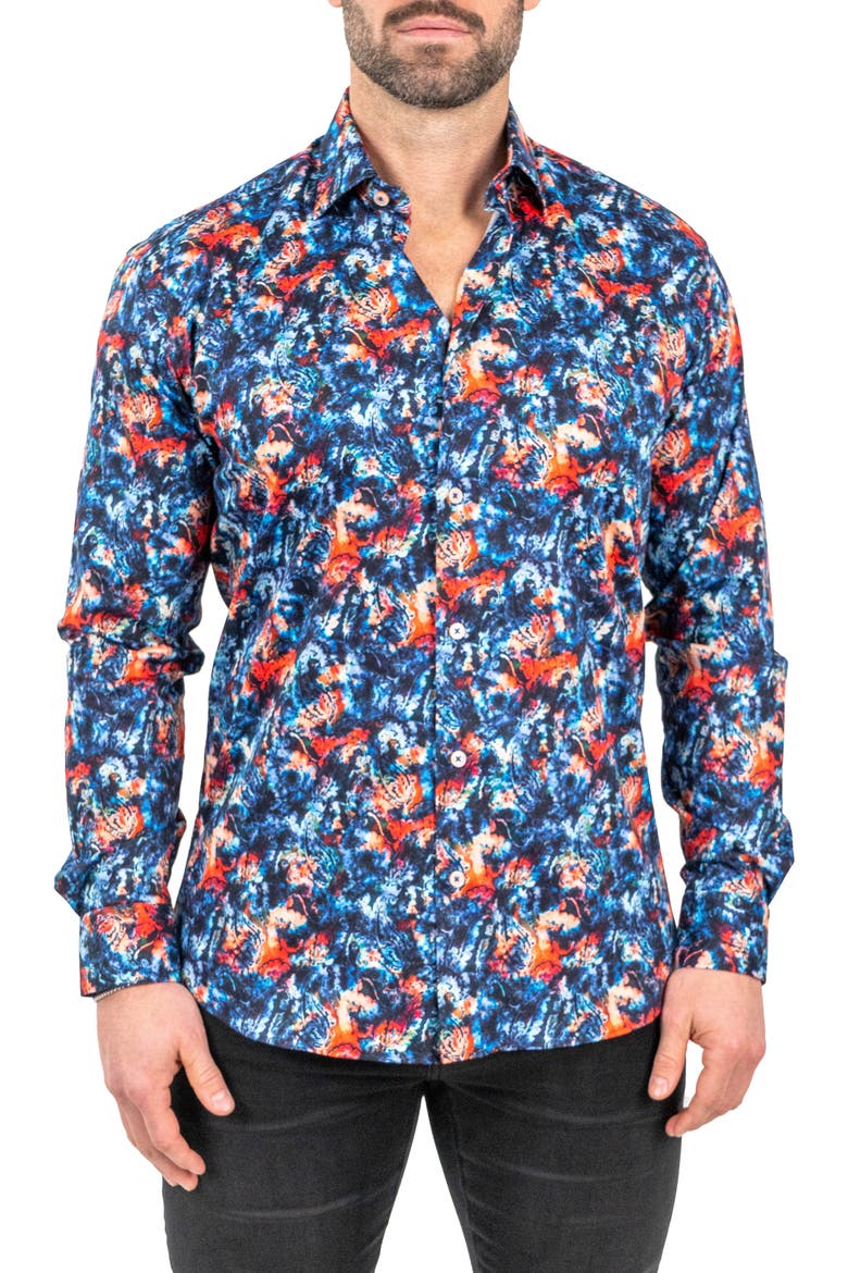 Fibonacci Absolem Blue Contemporary Fit Button-Up Shirt, Main, color, BLUE
