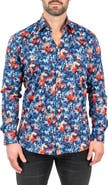 Maceoo Fibonacci Absolem Blue Contemporary Fit Button-Up Shirt