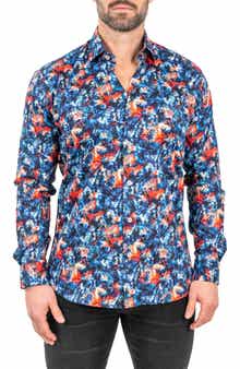 Maceoo Fibonacci Absolem Blue Contemporary Fit Button-Up Shirt