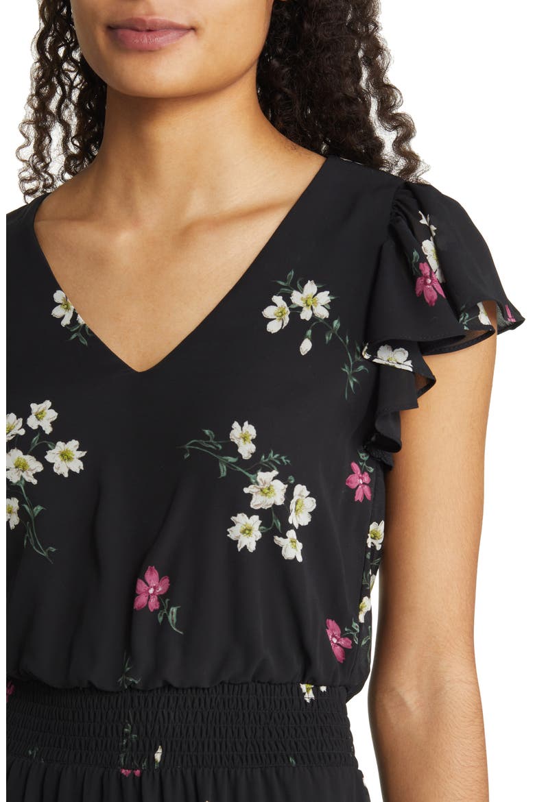 Flutter Sleeve Ruffle Dress, Alternate, color, RICH BLACK
