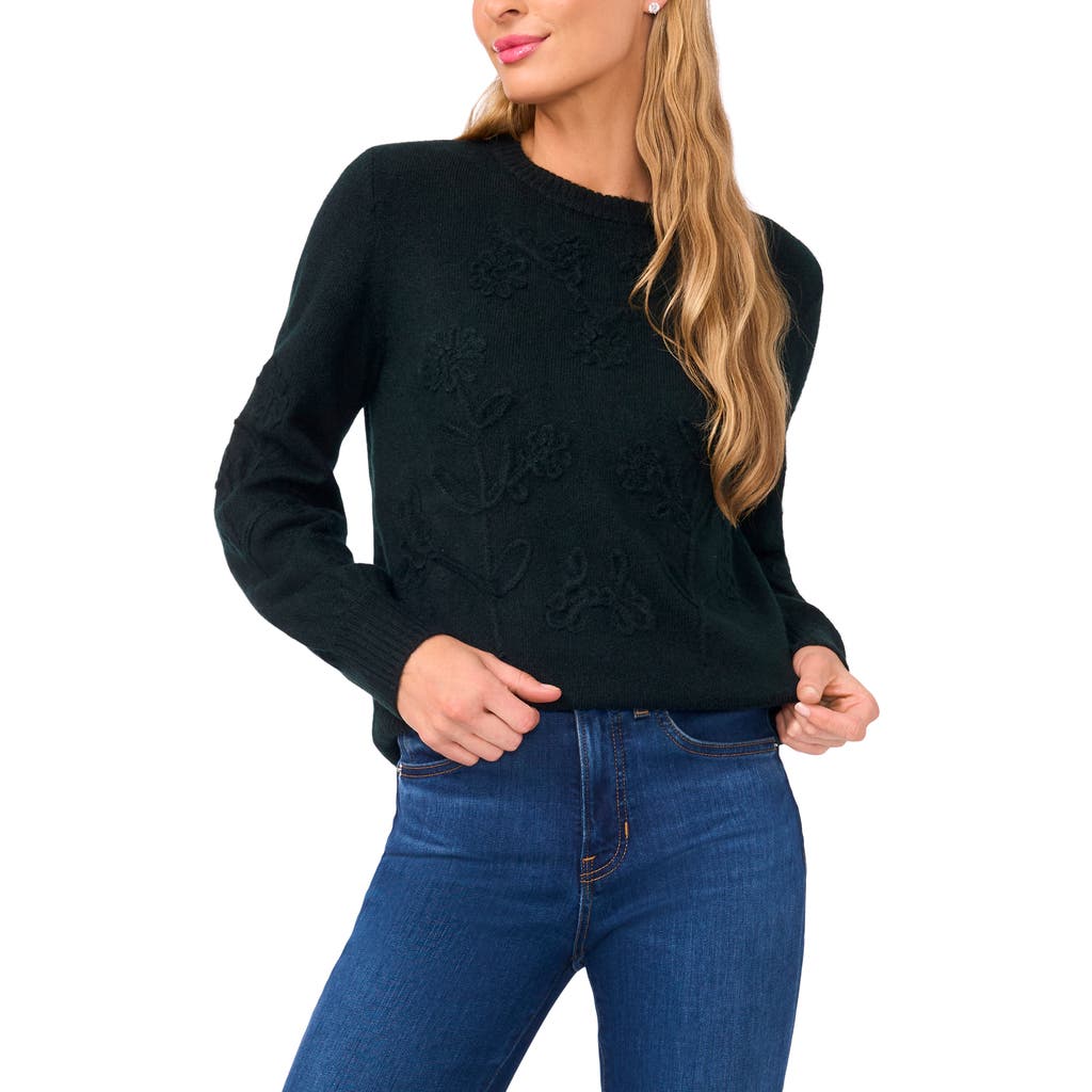 Ted Baker Embroidered Floral Sweater In Black