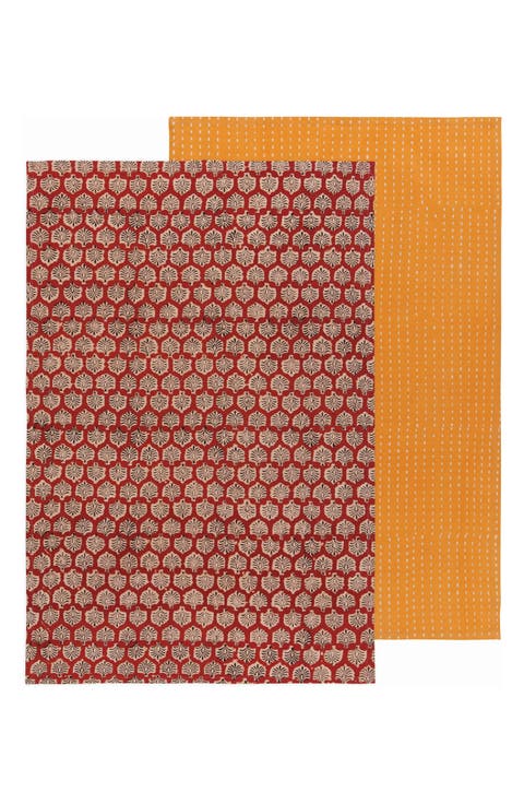 Field Block Print Cotton Dish Towel