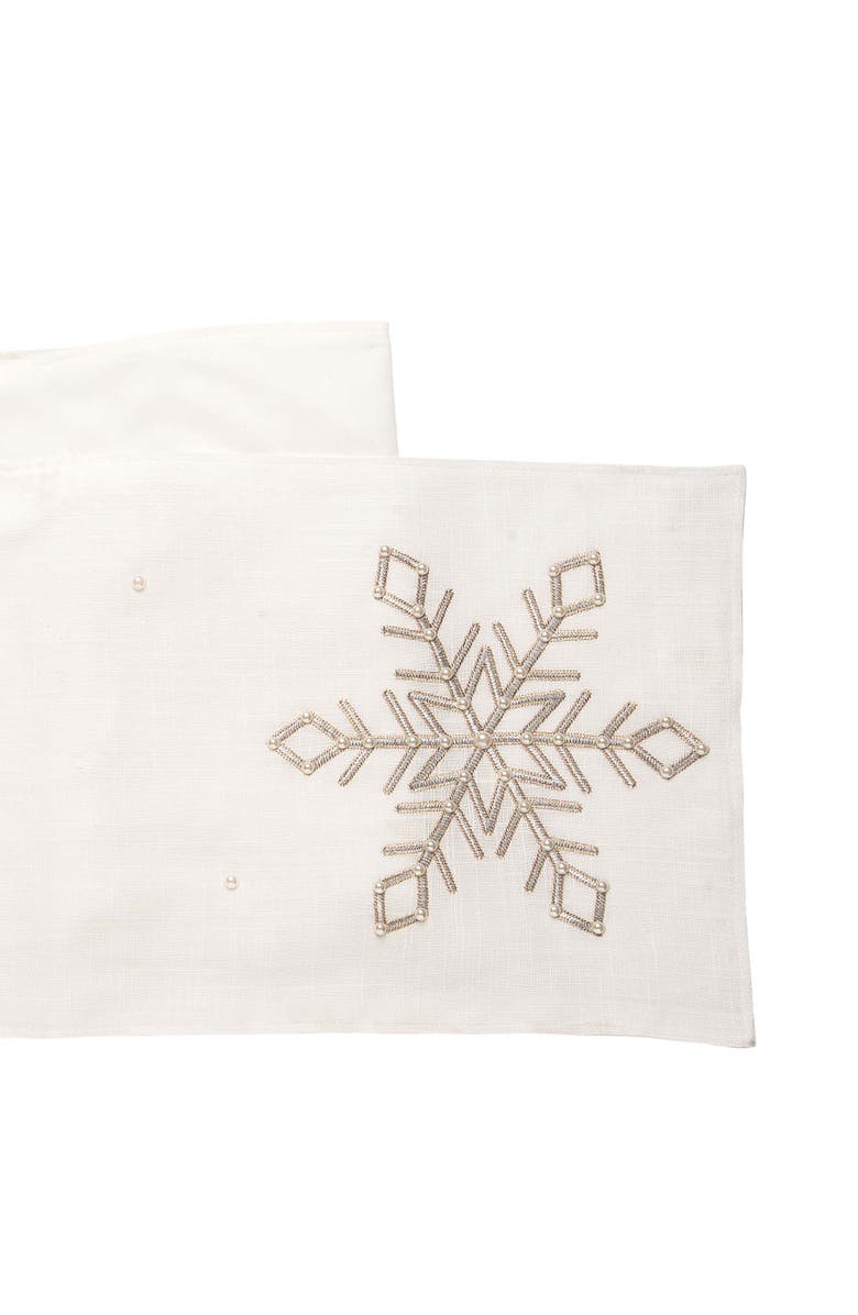 C&F Home Champagne Snowflake Table Runner 14" x 72", Alternate, color, White