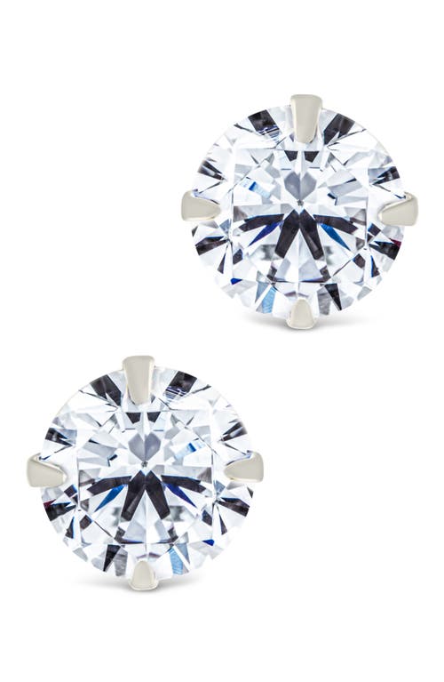 Sterling Forever Round Cut Cubic Zirconia Stud Earrings In Silver