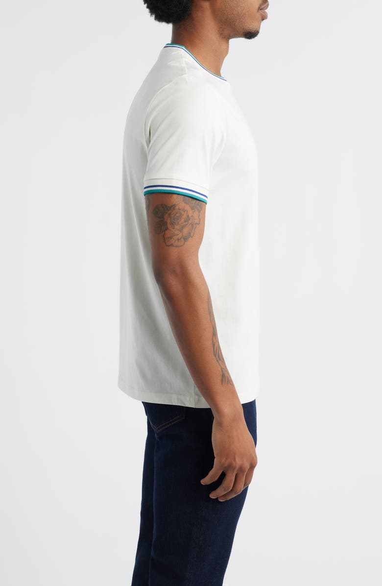 Fred Perry Contrast Trim T-Shirt, Alternate, color, Snow White/Deep Mint/Soft Echo