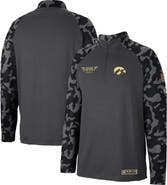 COLOSSEUM Men's Colosseum Charcoal Iowa Hawkeyes OHT Military Appreciation Long Range Raglan Quarter-Zip Jacket