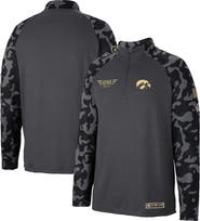 COLOSSEUM Men's Colosseum Charcoal Iowa Hawkeyes OHT Military Appreciation Long Range Raglan Quarter-Zip Jacket