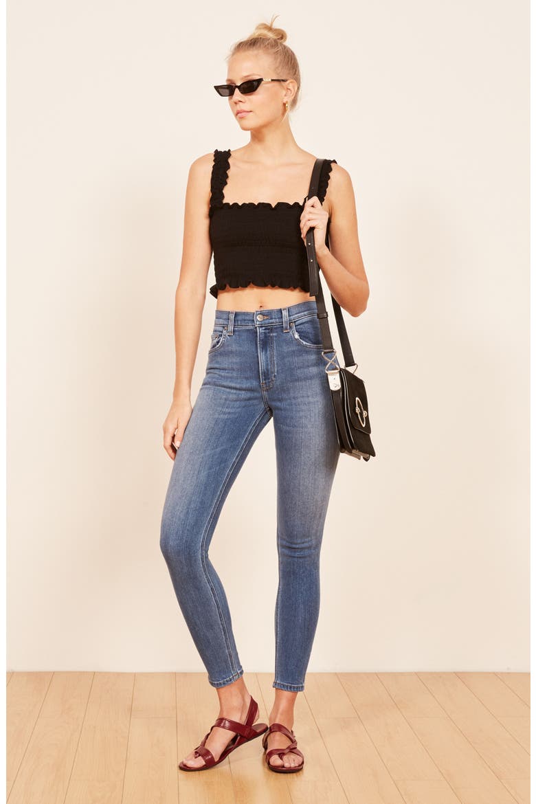Leonore Smock Crop Top, Alternate, color, BLACK