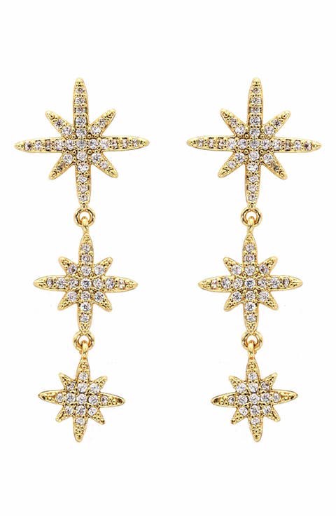 Crystal Starburst Linear Drop Earrings