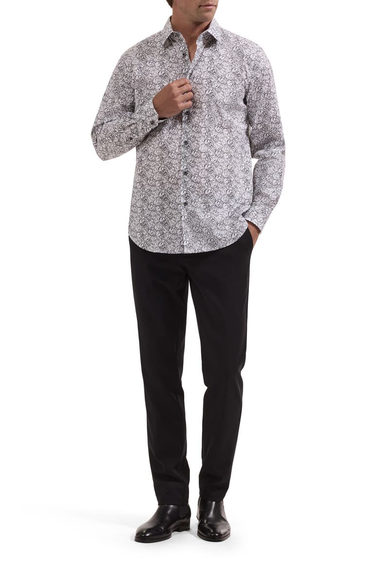 Julian Shaped Fit Long Sleeve Stretch Cotton Shirt, Alternate, color, WHITE