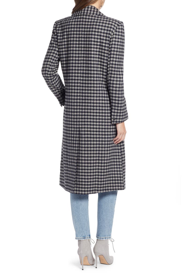 Double Breasted Topper (Nordstrom Exclusive), Alternate, color, NAVY CRISS CROSS HOUNDSTOOTH