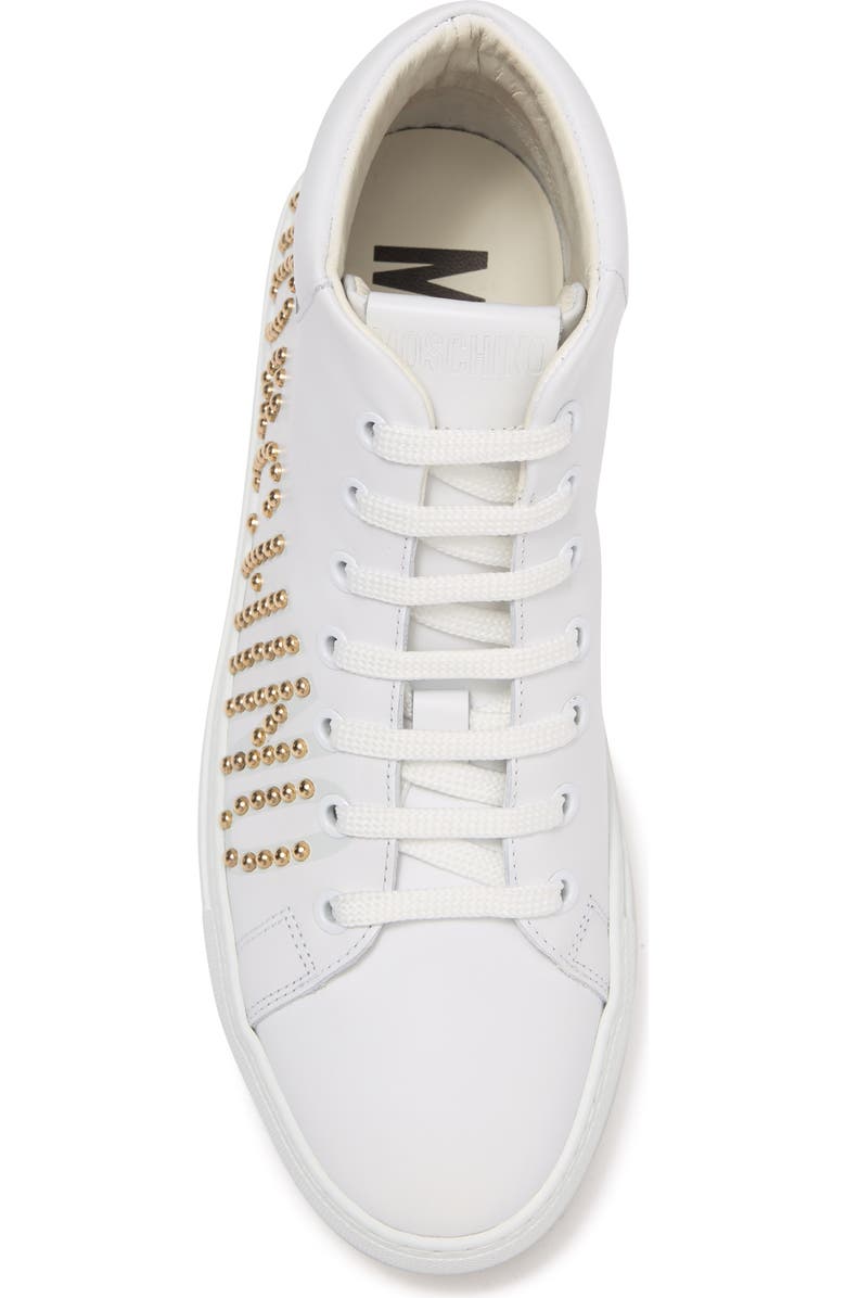 Moschino Logo Stud Leather High Top Sneaker, Alternate, color,