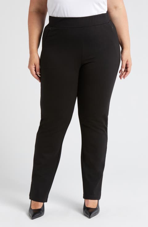 Smart Elastic Waist Ponte Pants (Regular & Plus)