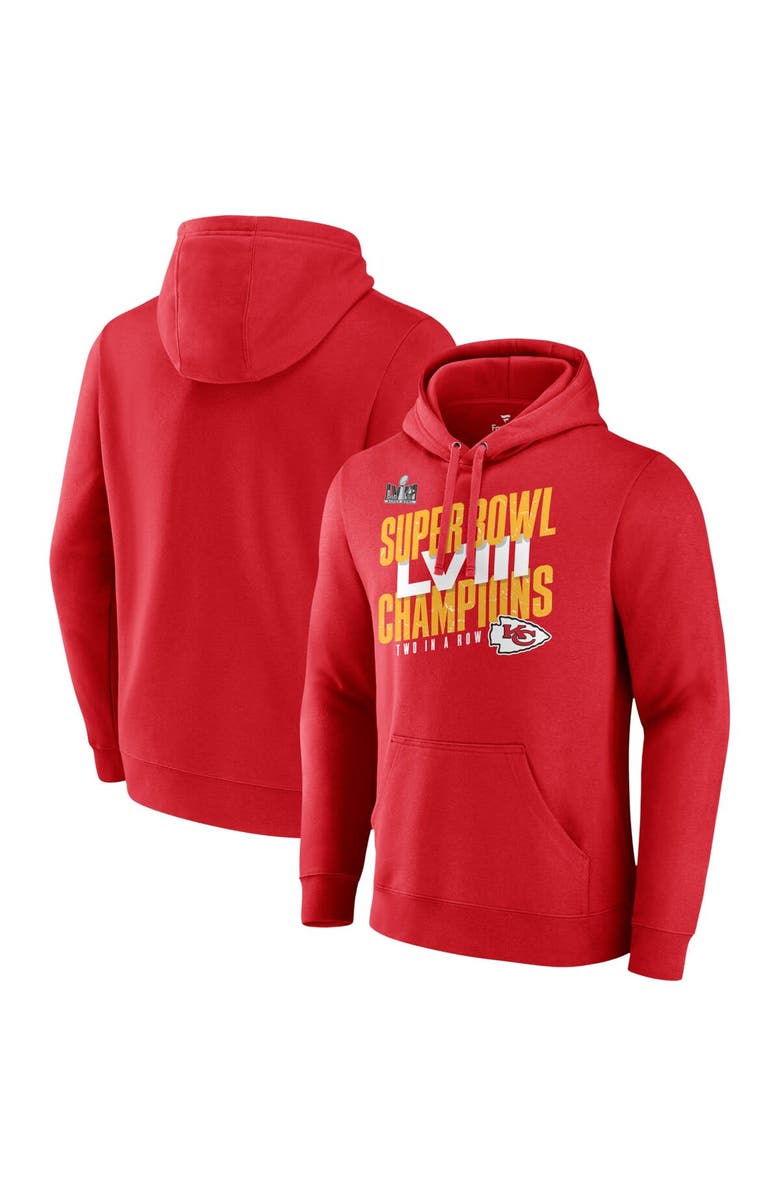 FANATICS Men's Fanatics Branded Red Kansas City Chiefs Super Bowl LVIII Champions Iconic Victory Pullover Hoodie, Main, color, 