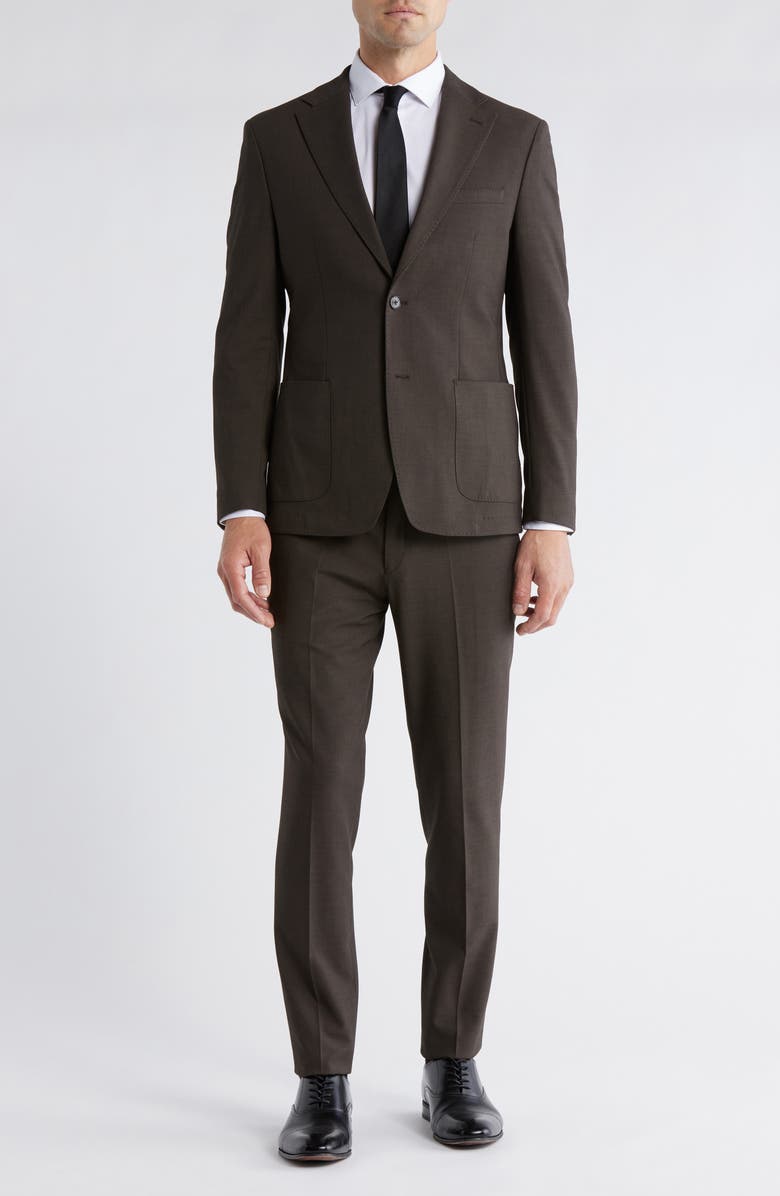 Calvin Klein Classic Fit Solid Suit, Main, color, Brown