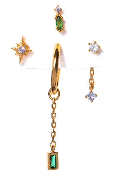 Emerald Dreamscape Set of 4 Mismatched Stud Earrings