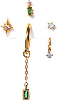 Girls Crew Emerald Dreamscape Set of 4 Mismatched Stud Earrings