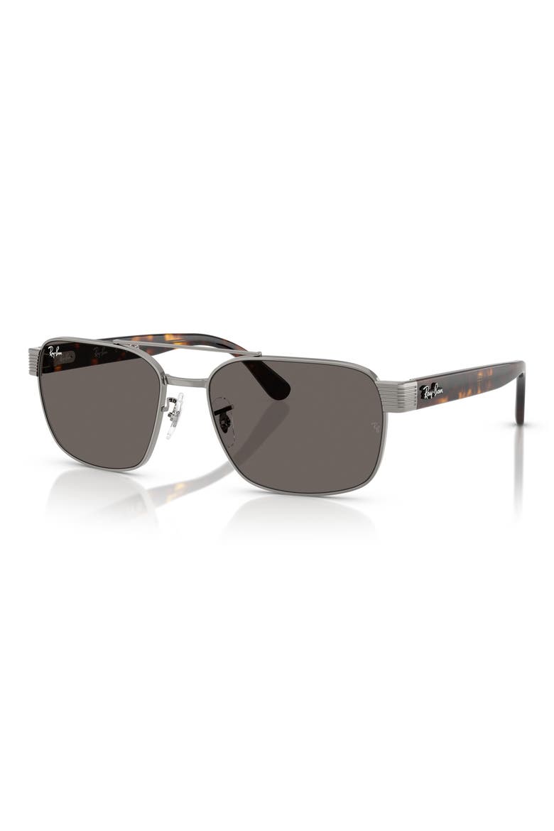 58mm Square Sunglasses, Alternate, color, GUNMETAL