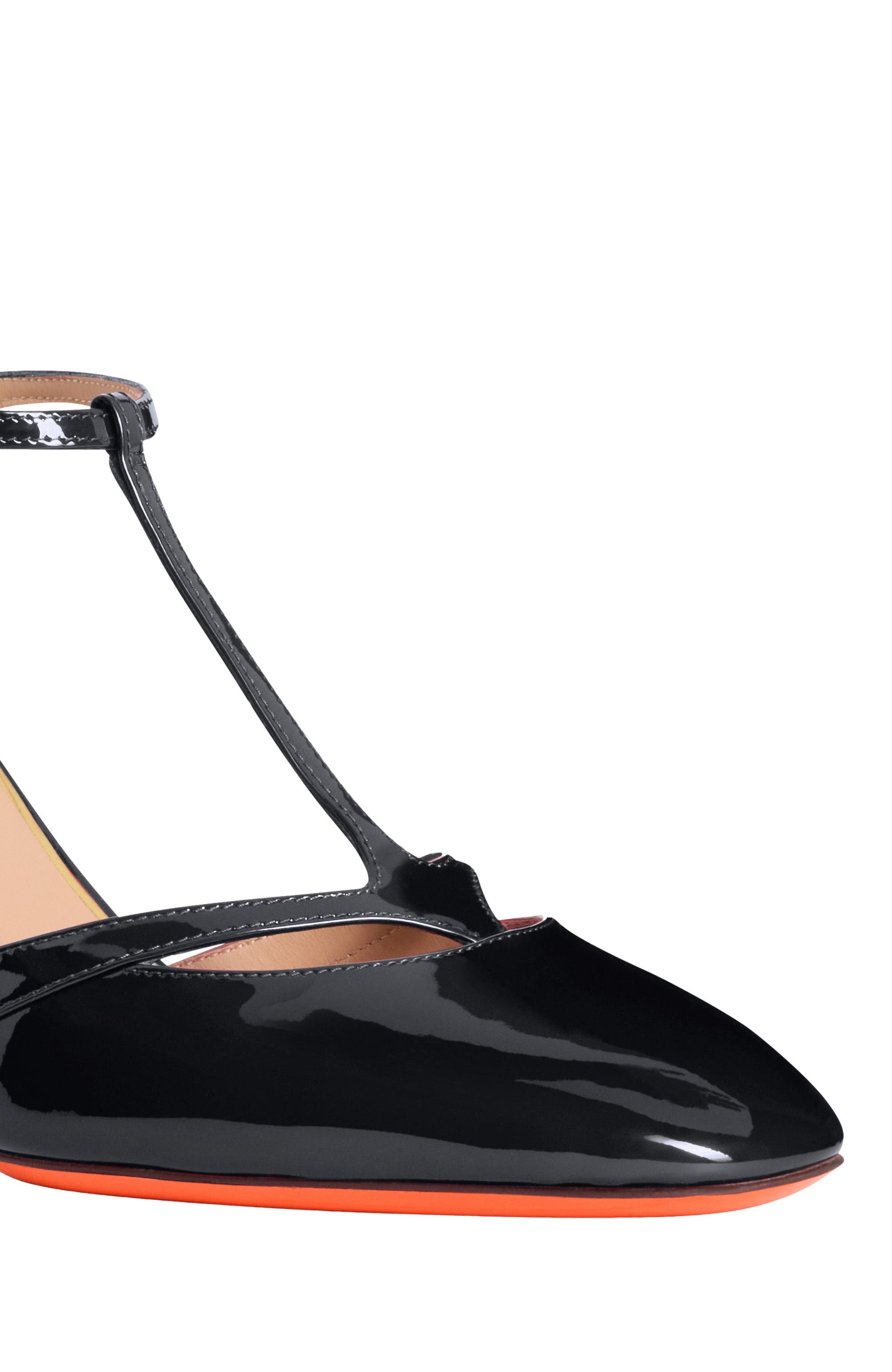 Santoni Women
s  patent leather high-heel T-bar pump, Alternate, color, Black