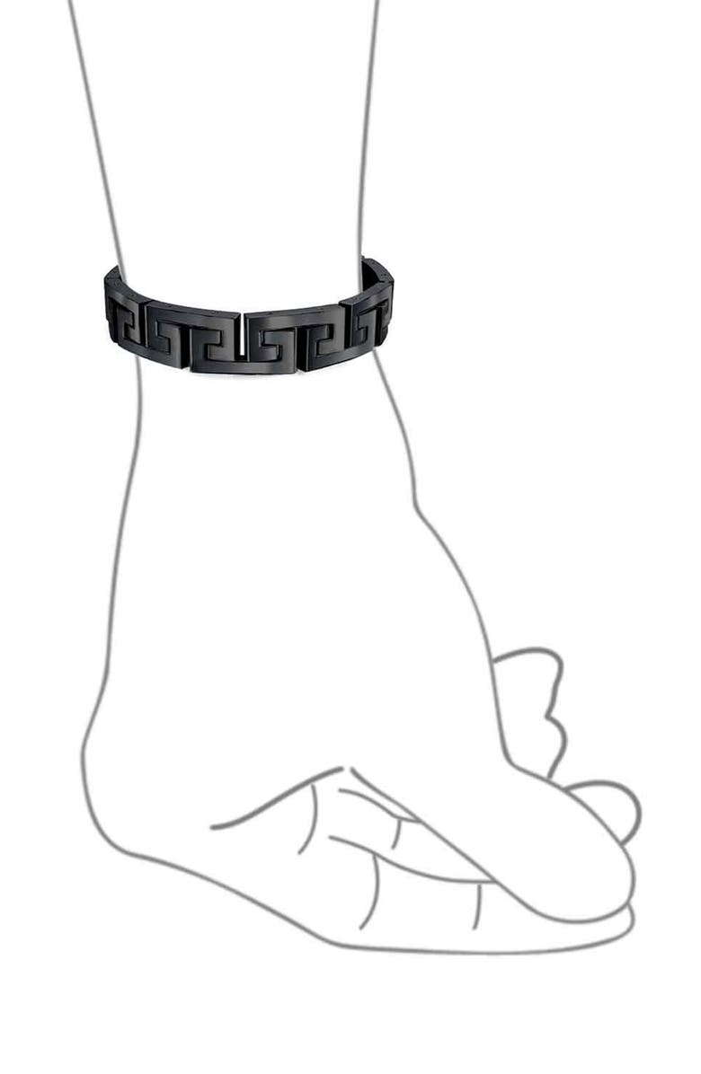 BLING JEWELRY Men's Greek Key Bracelet, Alternate, color, Black