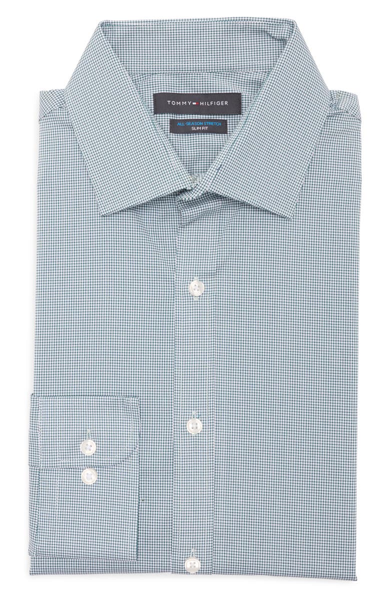 Tommy Hilfiger All Season Slim Fit Stretch Dress Shirt, Alternate, color, Winter Mint